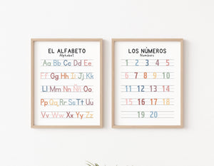 12 Bilingual Spanish Educational Posters, Learn Spanish, Spanish Classroom Posters, Homeschool Printables, Spanish Lessons Alphabet Poster