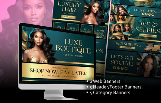 DIY Web Banners Set, 15 Website Banners Beauty Artist Hair Nails Boutique, Web Banners, Shopify Web Canva Templates -Digital Products/File