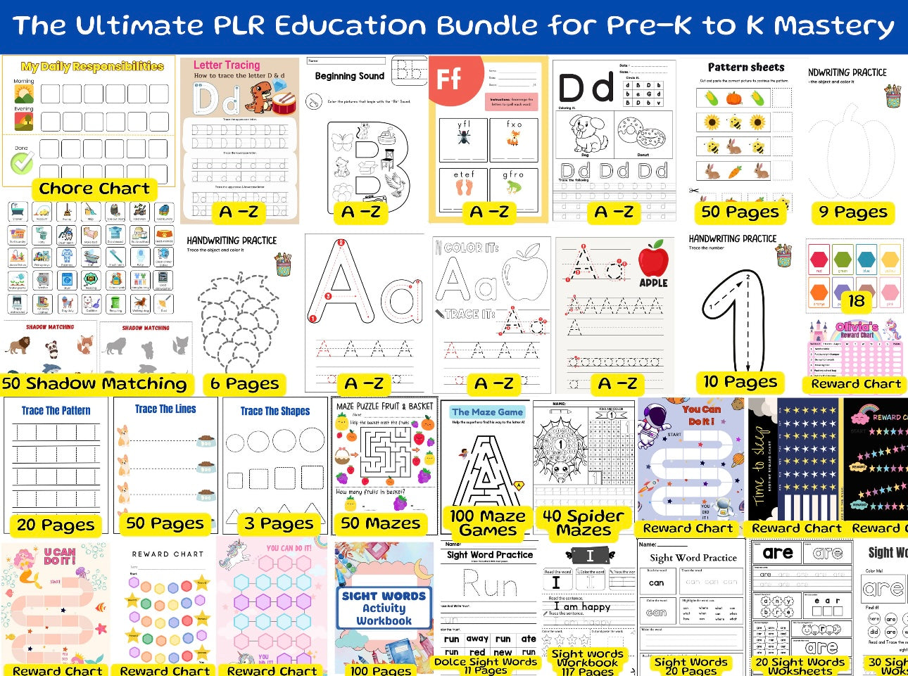 PLR 15000 Educational Kids Resources Bundle | Children's Learning Bundle | Educational Resources for Kids | Printable
Activity Worksheets