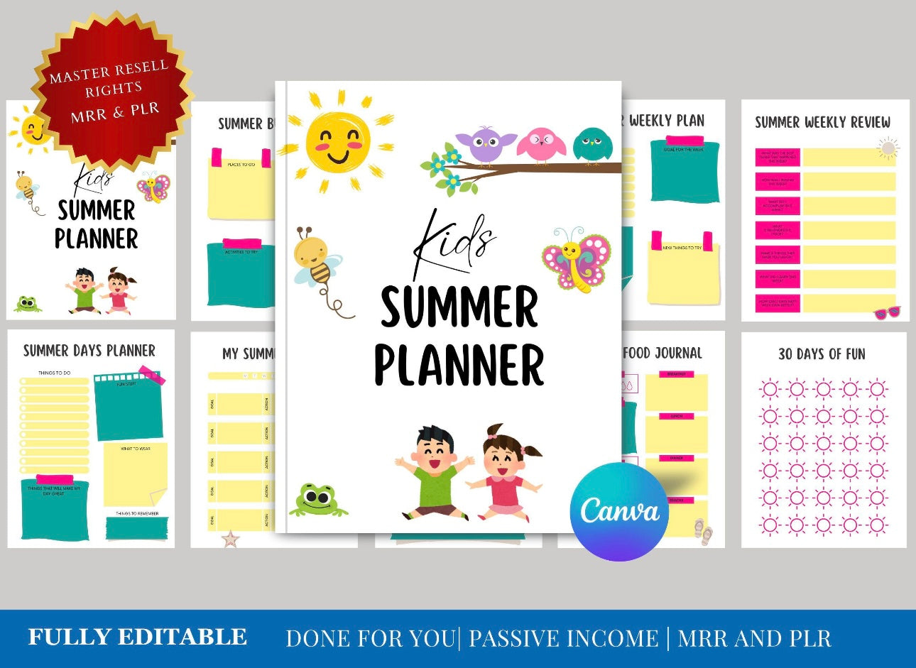 Kids Learning resources, Planners, Coloring Work Sheets & More. Master Resell Rights Planner PLR MRR resell rights Done for you Passive Income