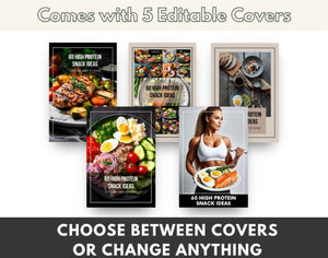 60 High Protein Snack Ideas Recipe Book with Master Resell Rights | Canva Template for 60 Low Carb Snack ideas MRR PLR Done-For-You DFY