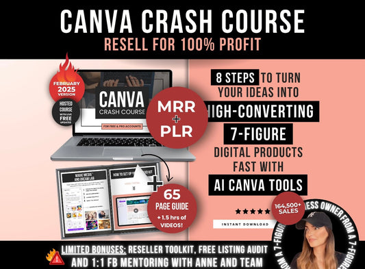 Canva Crash Course with Master Resell Rights and Private Label Rights, Done-for-You Canva Course to Resell for 100% Profit, MRR & PLR Guide