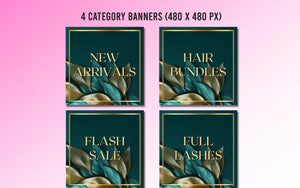 DIY Web Banners Set, 15 Website Banners Beauty Artist Hair Nails Boutique, Web Banners, Shopify Web Canva Templates -Digital Products/File