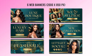 DIY Web Banners Set, 15 Website Banners Beauty Artist Hair Nails Boutique, Web Banners, Shopify Web Canva Templates -Digital Products/File